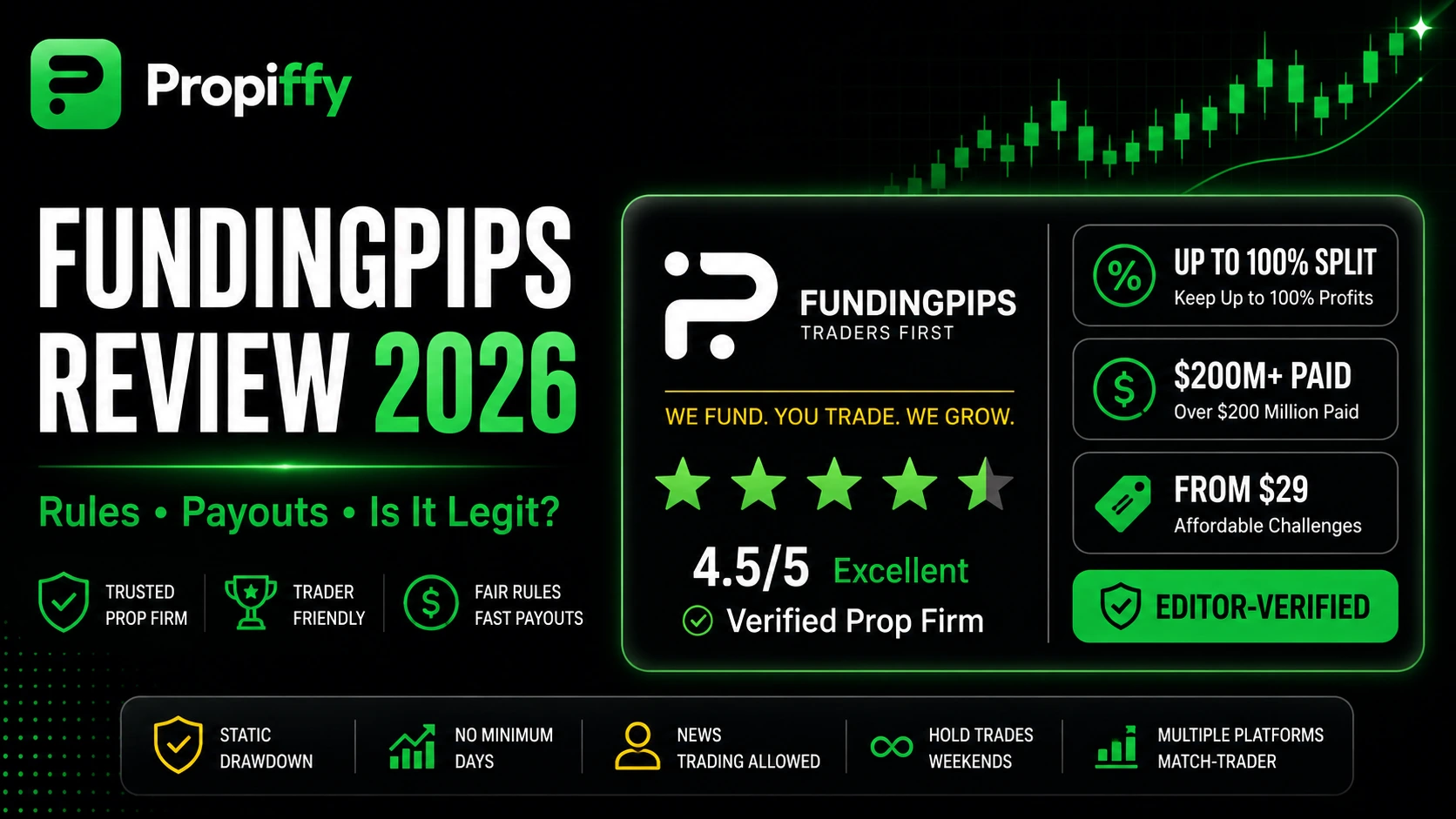 FundingPips review 2026 — profit split, payouts and discount code
