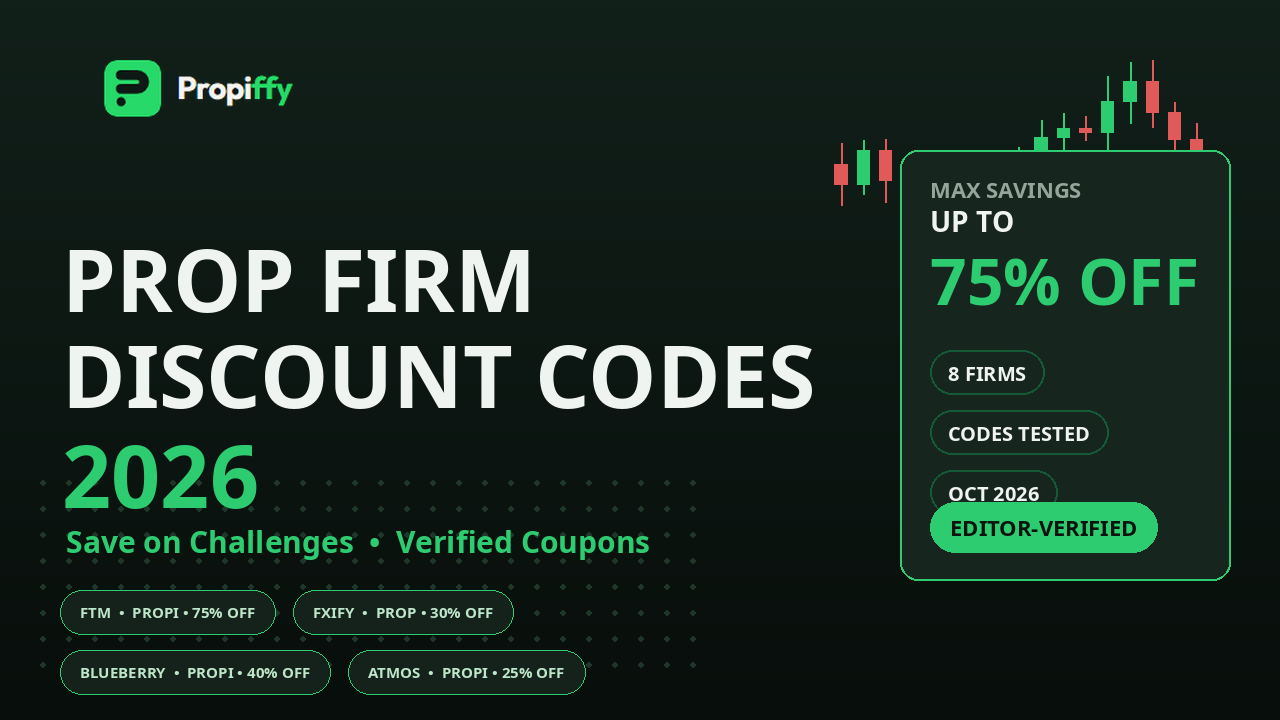 Prop Firm Discount Codes 2026: Verified Codes to Save Up to 75%
